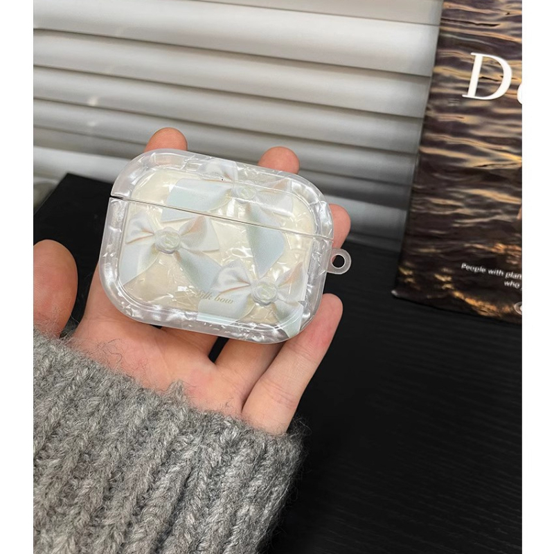 Zaštitna futrola za AirPods s uzorkom školjke i mašnicom, TPU materijal, otisak, prilagodljivo