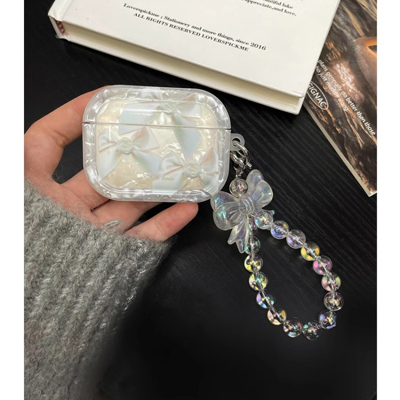 Zaštitna futrola za AirPods s uzorkom školjke i mašnicom, TPU materijal, otisak, prilagodljivo