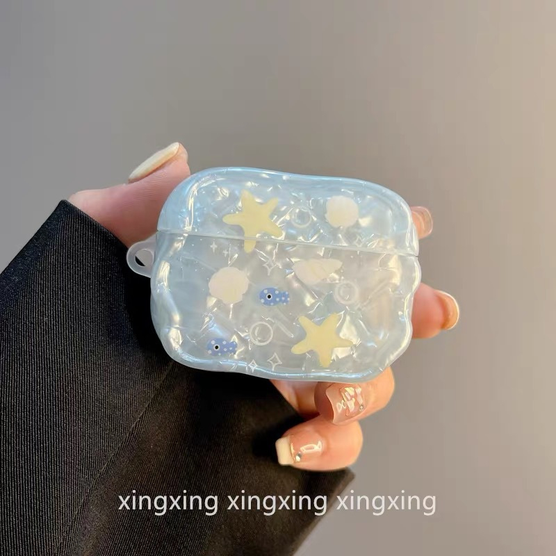 Zaštitna futrola za AirPods s uzorkom školjke i mašnicom, TPU materijal, otisak, prilagodljivo