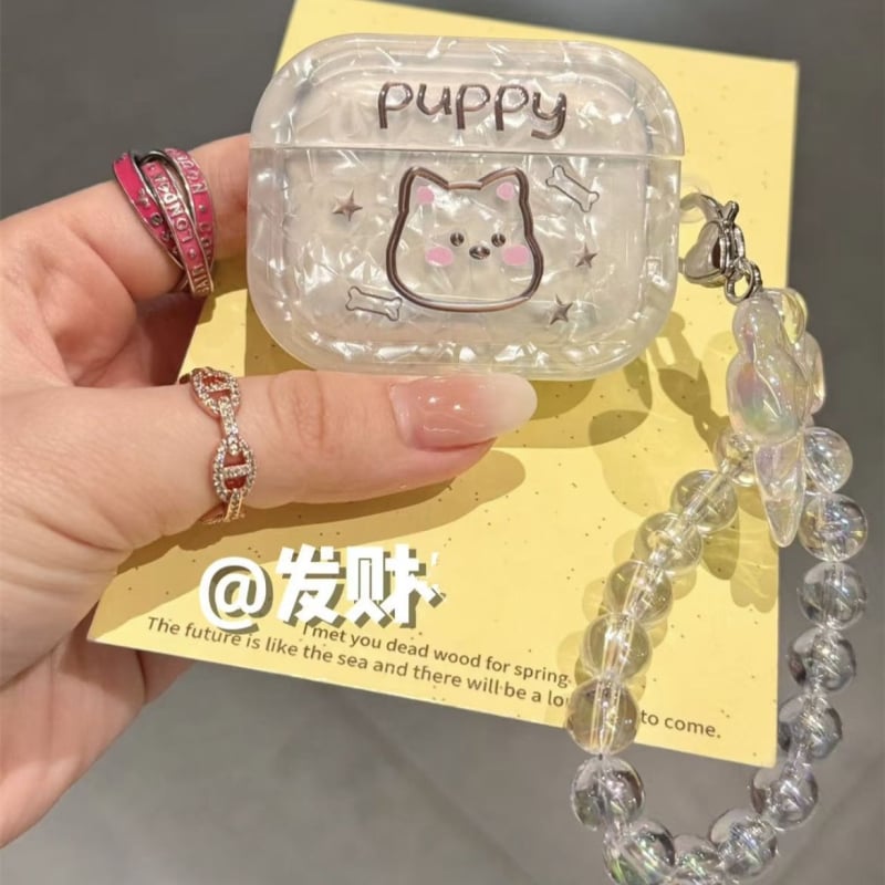 Zaštitna futrola za AirPods s uzorkom školjke i mašnicom, TPU materijal, otisak, prilagodljivo