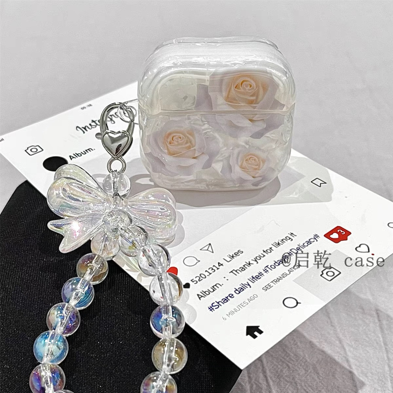 Zaštitna futrola za AirPods s uzorkom školjke i mašnicom, TPU materijal, otisak, prilagodljivo