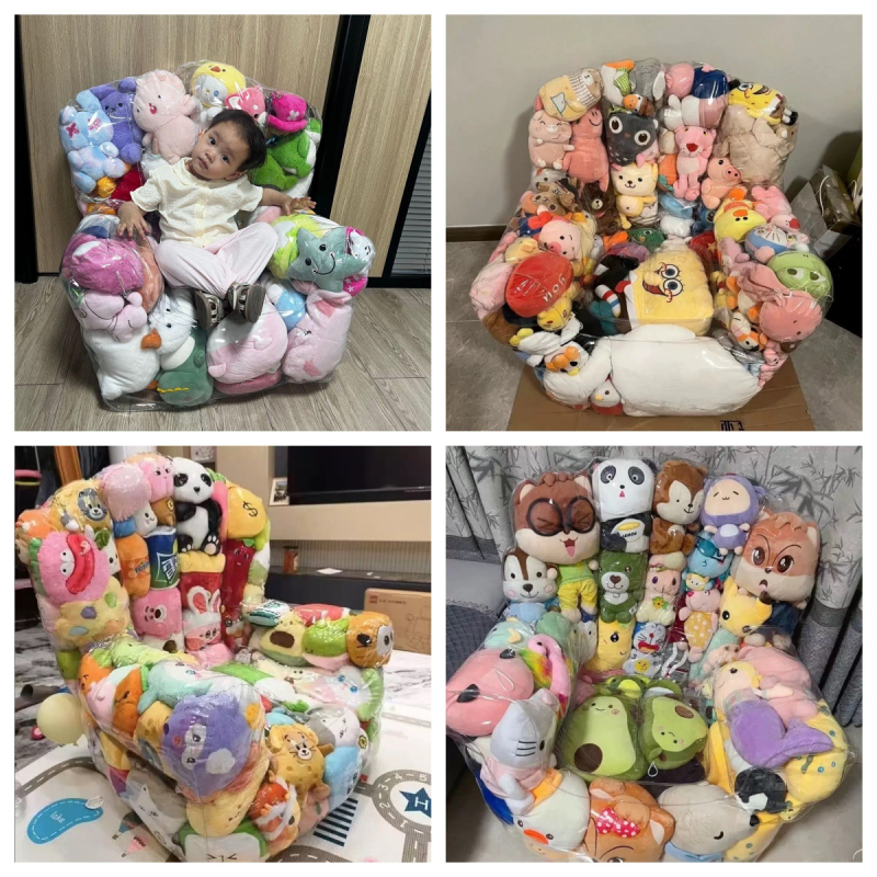 PVC-ból készült felfújható kanapé gyermekeknek — átlátszó, modern minimalist stílus, vastagság 0.22