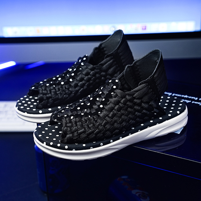 Sandale bărbați împletite, cu deget deschis, vamp și căptușeală din microfibră, talpă PU, respirabile