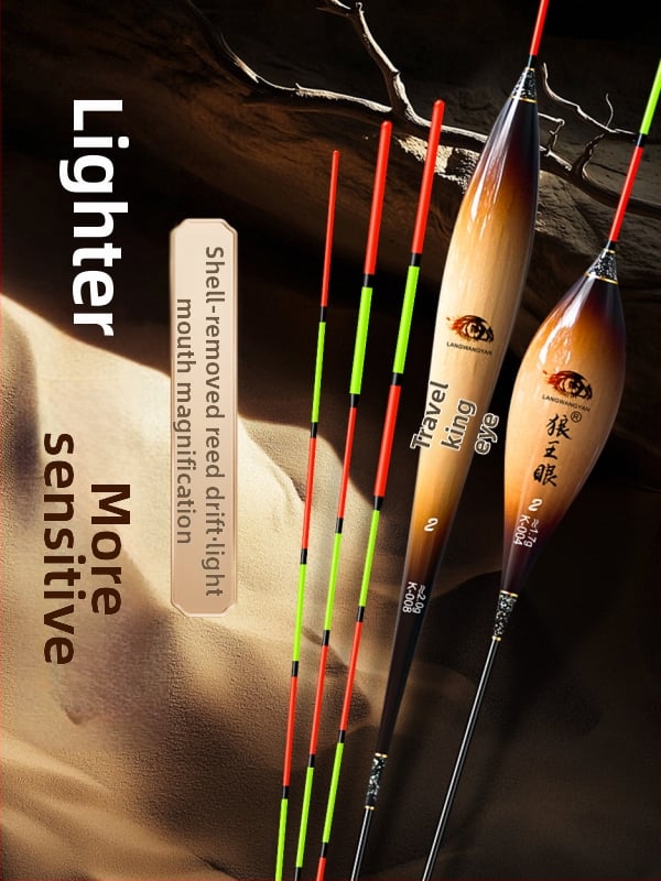 Plută de pescuit pentru deriva verticală: ultra-sensibilă, foarte vizibilă, design îngroșat pentru competiții (material: trestie; marcă: Wolf King Eyes; origine: China)