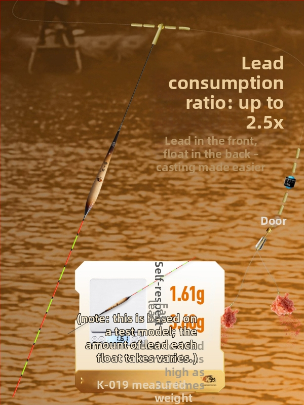 Plută de pescuit pentru deriva verticală: ultra-sensibilă, foarte vizibilă, design îngroșat pentru competiții (material: trestie; marcă: Wolf King Eyes; origine: China)