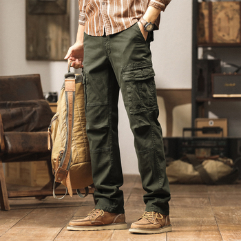 Muške radne hlače casual, 97,5% pamuk, ravni kroj, srednje visine struka, više džepova, zatvarač