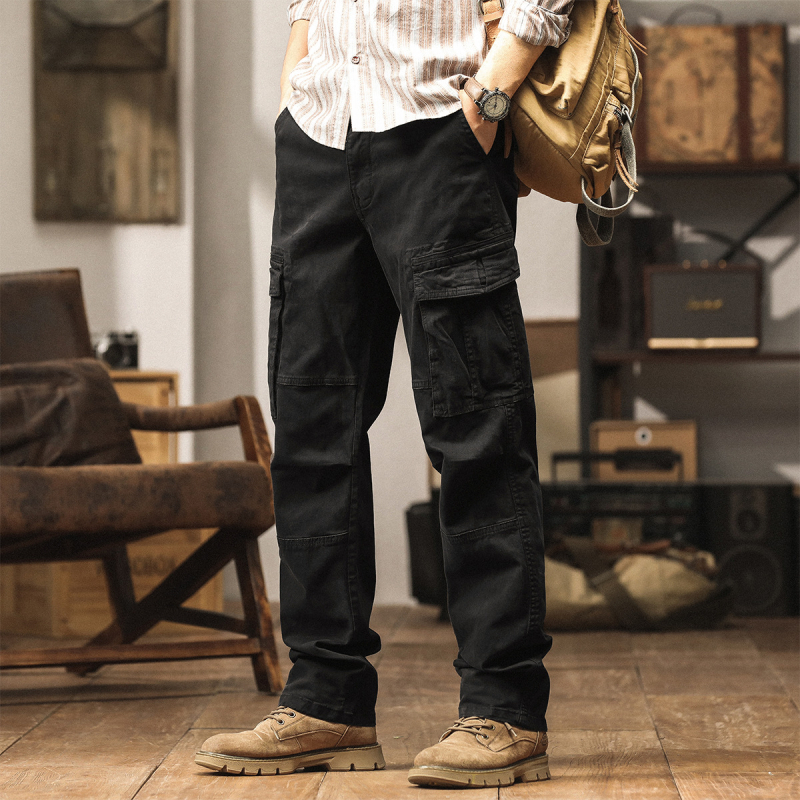 Muške radne hlače casual, 97,5% pamuk, ravni kroj, srednje visine struka, više džepova, zatvarač