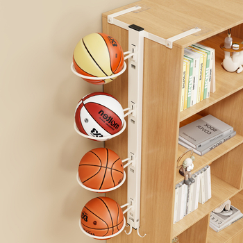 Raft de perete pentru mingi, montat fără găuri, lângă dulap – suport multi-etajat pentru baschet, volei și fotbal (Material: fier forjat; Brand: Qin qi; Greutate: 1; Categorie: raft pentru mingi)