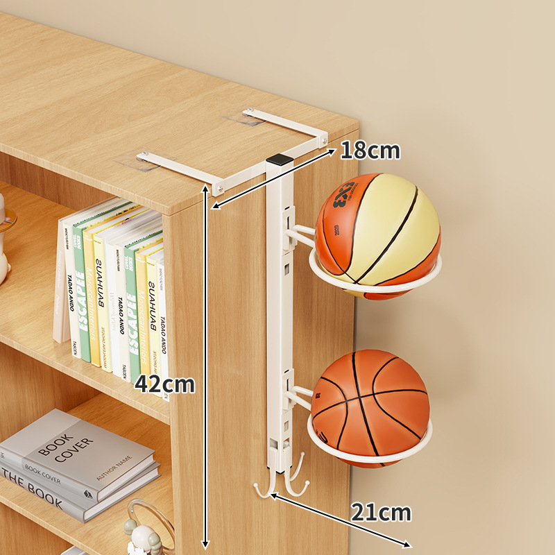 Raft de perete pentru mingi, montat fără găuri, lângă dulap – suport multi-etajat pentru baschet, volei și fotbal (Material: fier forjat; Brand: Qin qi; Greutate: 1; Categorie: raft pentru mingi)