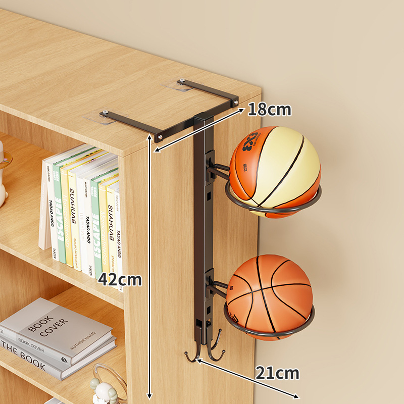 Raft de perete pentru mingi, montat fără găuri, lângă dulap – suport multi-etajat pentru baschet, volei și fotbal (Material: fier forjat; Brand: Qin qi; Greutate: 1; Categorie: raft pentru mingi)