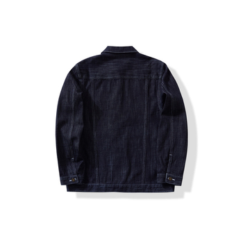 Jakna od pamuka denim s vintage stilom, rever, jednostruko kopcanje, patch džepovi, pjeskano pranje, normalan kroj, dugi rukavi, za proleće i jesen