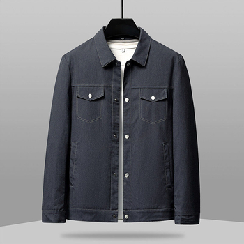 Muška jakna minimalističkog stila, s reverom, jednostruko kopčanje, jednofarbna, dugi rukavi