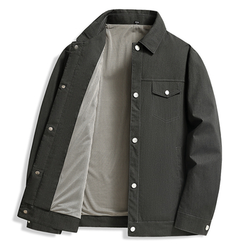 Muška jakna minimalističkog stila, s reverom, jednostruko kopčanje, jednofarbna, dugi rukavi