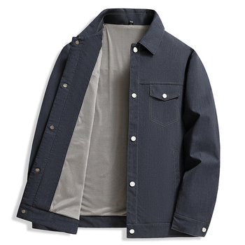 Muška jakna minimalističkog stila, s reverom, jednostruko kopčanje, jednofarbna, dugi rukavi