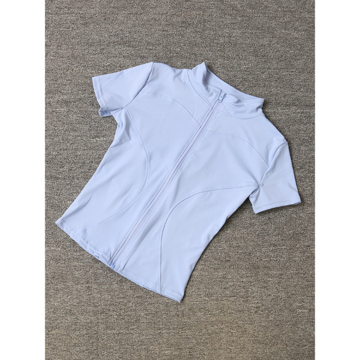 Top de yoga pentru femei cu guler înălțat și fermoar, fără mâneci, poliester, croială A-line, vara 2025