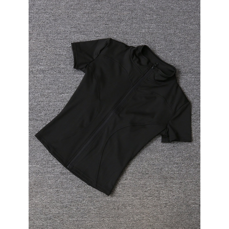 Top de yoga pentru femei cu guler înălțat și fermoar, fără mâneci, poliester, croială A-line, vara 2025