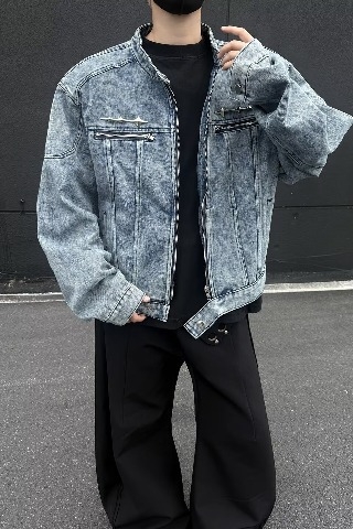 Muška jakna - kratka jakna, ležernog kroja, zatvarač, poliester tkanina s podstavom, bočni džepovi