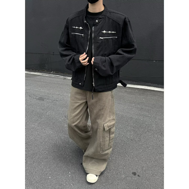 Muška jakna - kratka jakna, ležernog kroja, zatvarač, poliester tkanina s podstavom, bočni džepovi