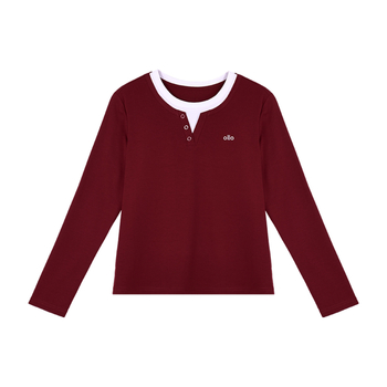 Pamukasta T majica s okruglim izrezom, dugim rukavima, slobodan kroj, jesen 2025