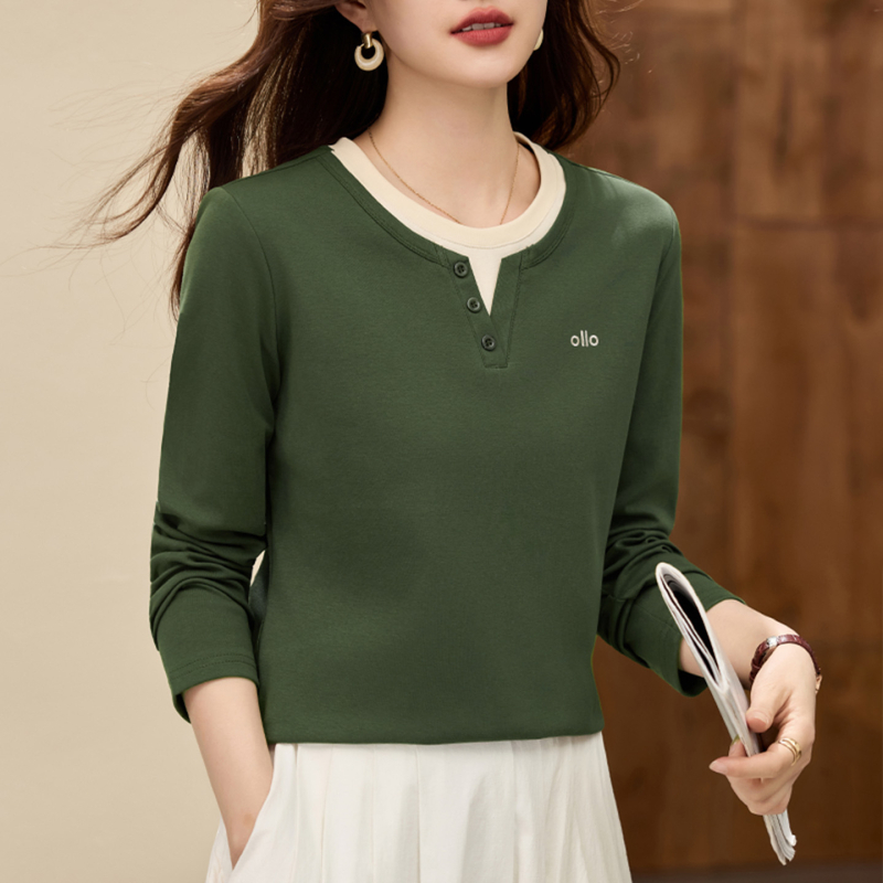 Pamukasta T majica s okruglim izrezom, dugim rukavima, slobodan kroj, jesen 2025