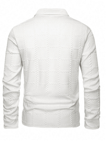 Polo majica s dugim rukavima, labav kroj, jacquard, poliester 96%+