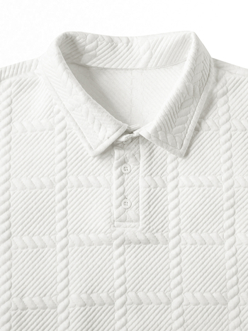 Polo majica s dugim rukavima, labav kroj, jacquard, poliester 96%+