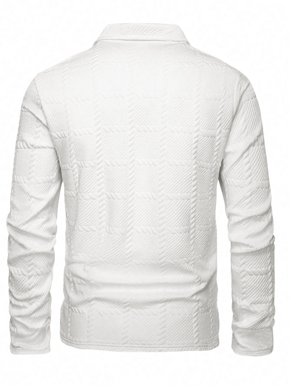 Polo majica s dugim rukavima, labav kroj, jacquard, poliester 96%+