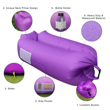 Naduvani lounge kauč s površinom od poliestera; težina 1,2 kg; nosivost do 400 kg.