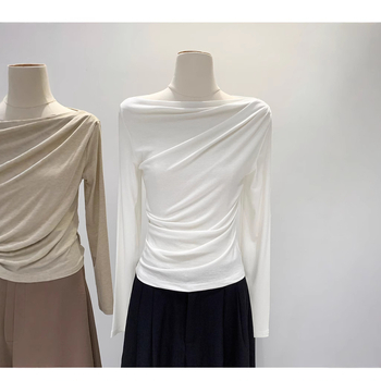 Lyocell majica s patchworkom i plisiranom, dugi rukavi, ovratnik s jednim redom, 70–80% Lyocell, ≤30% Spandex