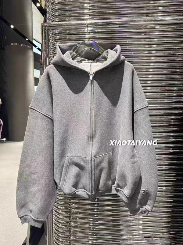 Hoodie s kapuljačom na zip, fleec podstava, pamuk, ležerni kroj, dugi rukavi, zima 2023