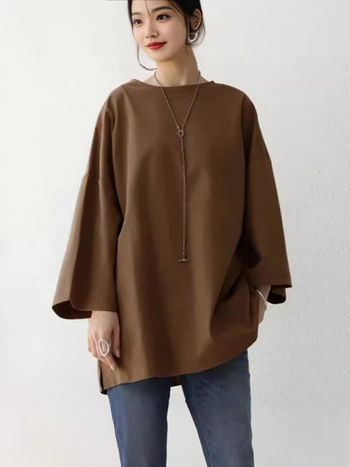 Ženska majica od poliestera, 95%+ poliestera, jednobojna boja, pulover-stil, okrugli izrez