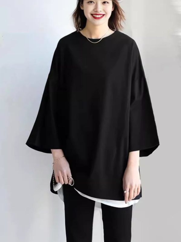 Ženska majica od poliestera, 95%+ poliestera, jednobojna boja, pulover-stil, okrugli izrez