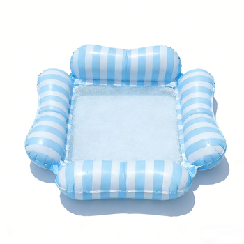 Φουσκωτή καρέκλα ανάπαυσης για νερό από PVC, αναδιπλούμενη πλάτη, ριγέ, φλοτάινγκ ράφτ τεσσάρων σωλήνων