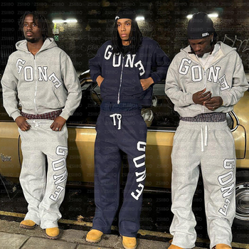 Hanorac cu glugă ZSIIBO, imprimare litere, fermoar, stil hip-hop, Regular