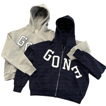 Hanorac cu glugă ZSIIBO, imprimare litere, fermoar, stil hip-hop, Regular