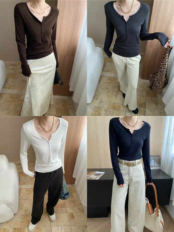 Tricou din viscoză cu decolteu în V, căptușit cu fleece, design cu panouri, mâneci lungi, lungime standard