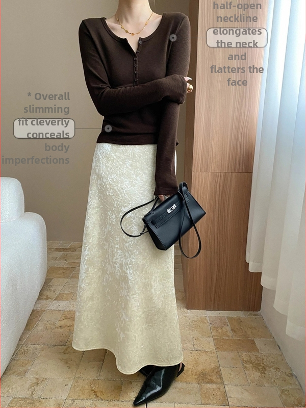 Tricou din viscoză cu decolteu în V, căptușit cu fleece, design cu panouri, mâneci lungi, lungime standard