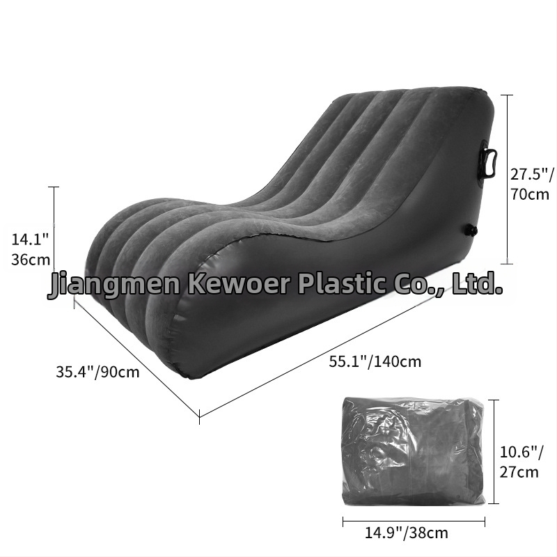 Nafukovacia pohovka, S-tvar, flokovaná povrchová úprava, model Sofa-flocking S sofa, hrúbka 0,35 mm, hmotnosť 3,3 kg