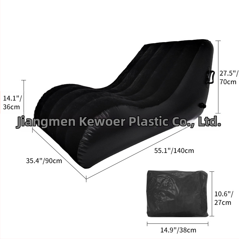 Nafukovacia pohovka, S-tvar, flokovaná povrchová úprava, model Sofa-flocking S sofa, hrúbka 0,35 mm, hmotnosť 3,3 kg