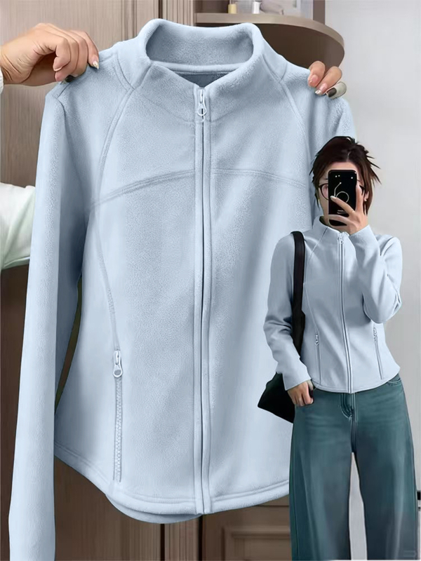 Ženska polarna jakna s unutarnjom podstavom, slim fit, zatvarač, stojeći ovratnik