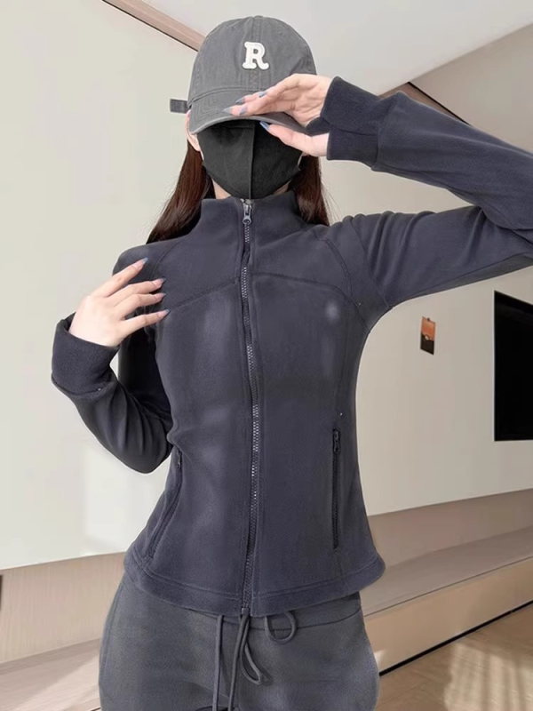Ženska polarna jakna s unutarnjom podstavom, slim fit, zatvarač, stojeći ovratnik