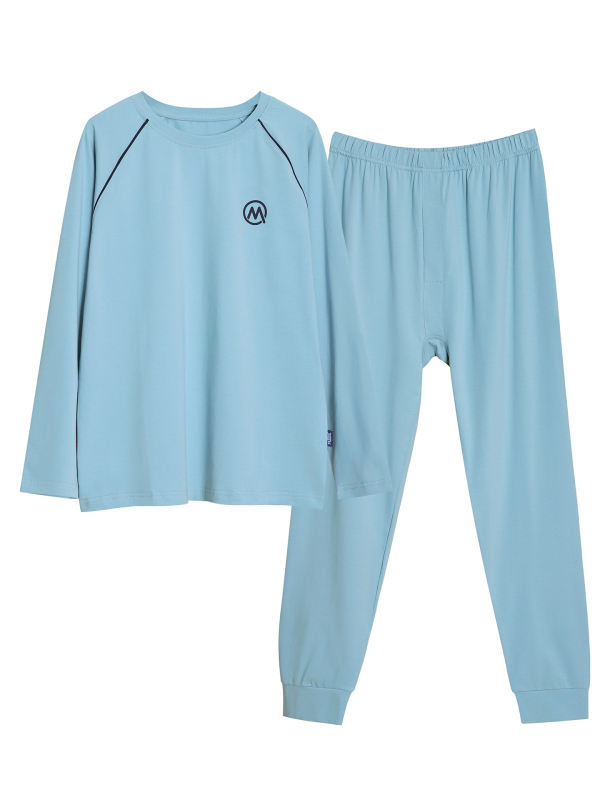 Dječji pamučni termalni set za dječake – tanak, ležernog kroja top i hlače, okrugli ovratnik, proljeće–jesen, 95% pamuk.