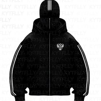 Ženski street-style kardigan-sweatshirt s kapuljom i zatvaračem, poliester, patch uzorak