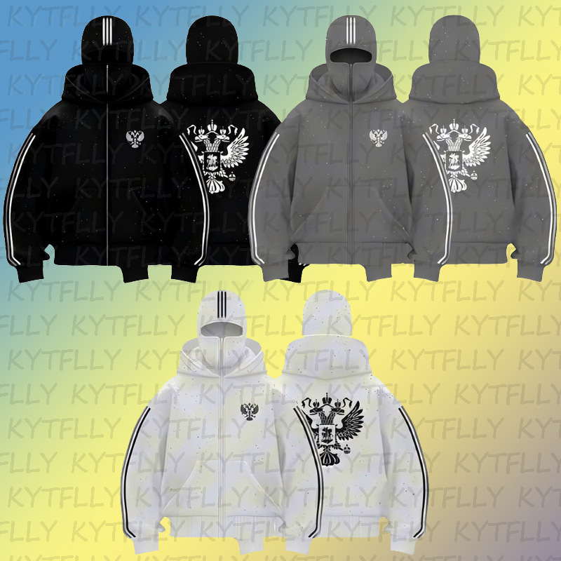 Ženski street-style kardigan-sweatshirt s kapuljom i zatvaračem, poliester, patch uzorak
