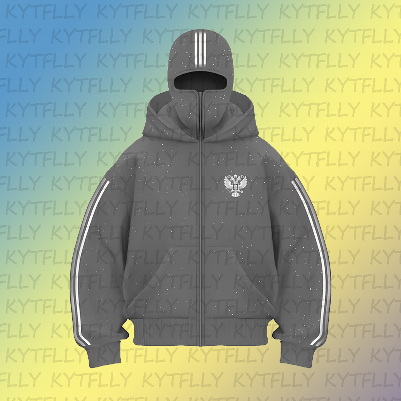 Ženski street-style kardigan-sweatshirt s kapuljom i zatvaračem, poliester, patch uzorak