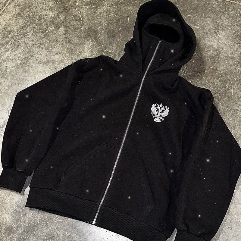 Ženski street-style kardigan-sweatshirt s kapuljom i zatvaračem, poliester, patch uzorak