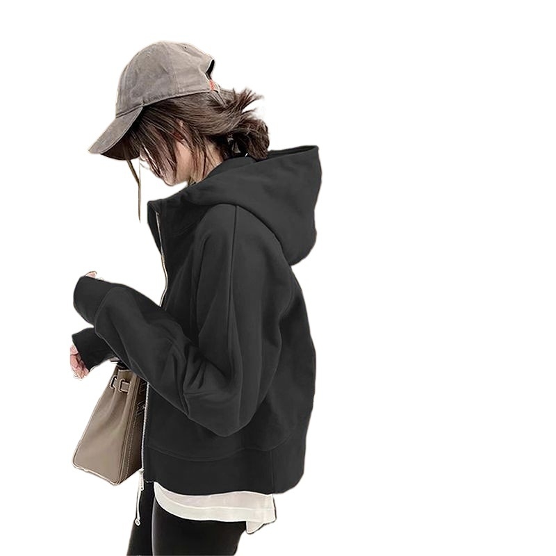 Ženski cardigan s kapuljom i zatvaračem od Chenille i Spandex, kratka duljina, dukserica za proljeće 2025