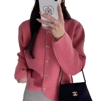 Pulover-cardigan pentru femei cu guler polo, tricot mercerizat din PVC, mâneci lungi, iarnă 2024