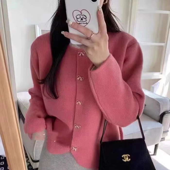 Pulover-cardigan pentru femei cu guler polo, tricot mercerizat din PVC, mâneci lungi, iarnă 2024