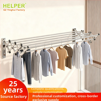 Uscător de haine montat pe perete, telescopic, din oțel inoxidabil și aliaj de aluminiu, pliabil